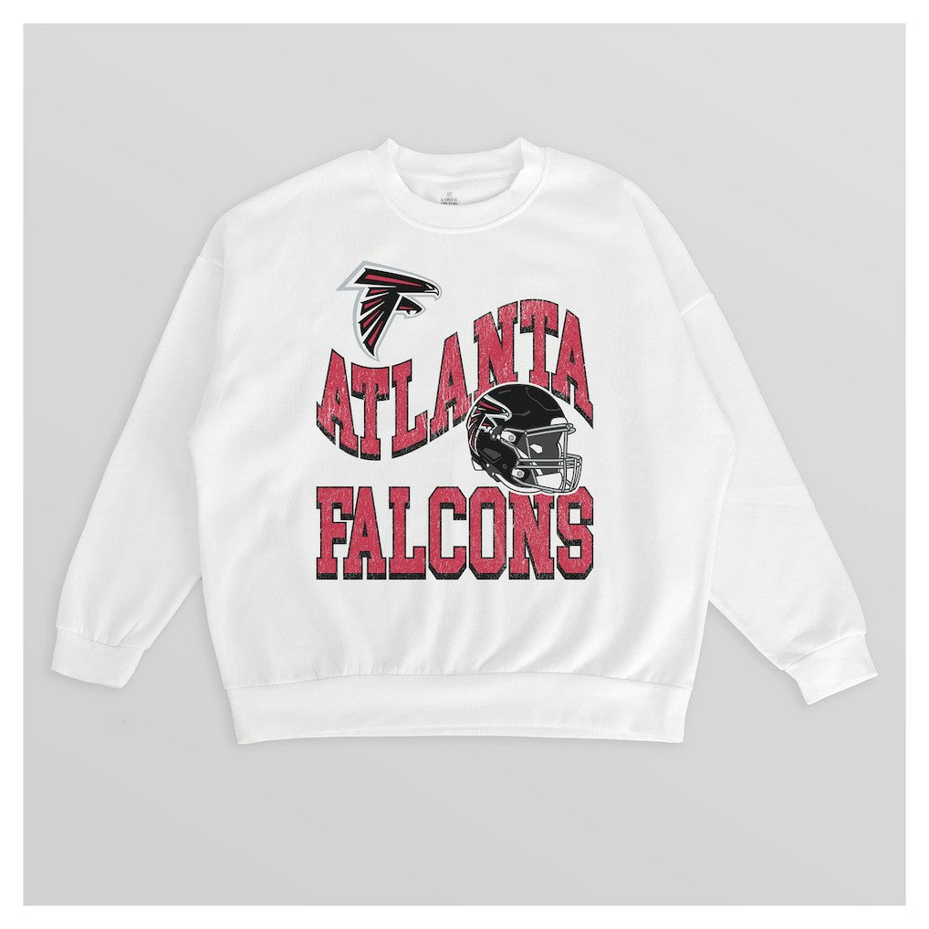 Atlanta Falcons Gameday Couture Women's Oversized Hard Earned Premium Fleece Pullover Sweatshirt White