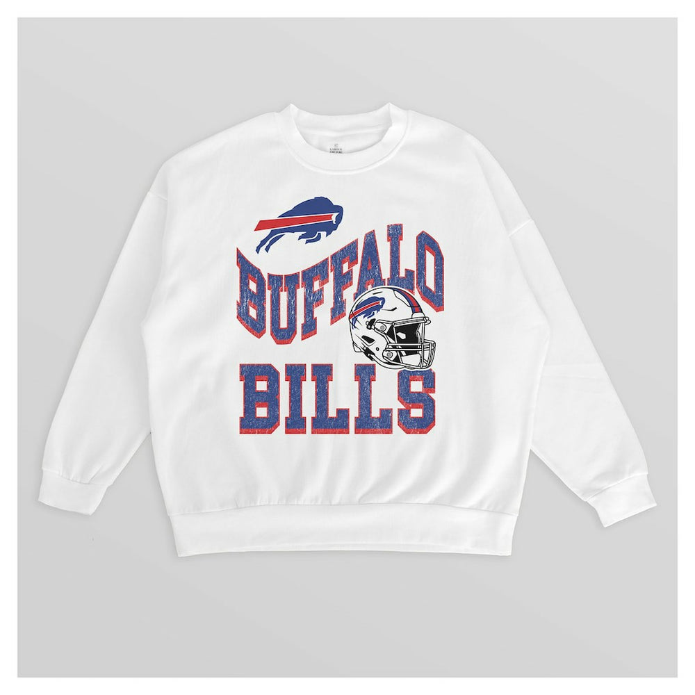 Buffalo Bills Gameday Couture Women's Oversized Hard Earned Premium Fleece Pullover Sweatshirt White