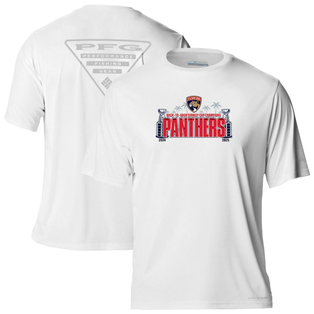 NHL Florida Panthers Columbia Terminal Tackle Back-To-Back Stanley Cup Champions Omni-Shade T-Shirt - White