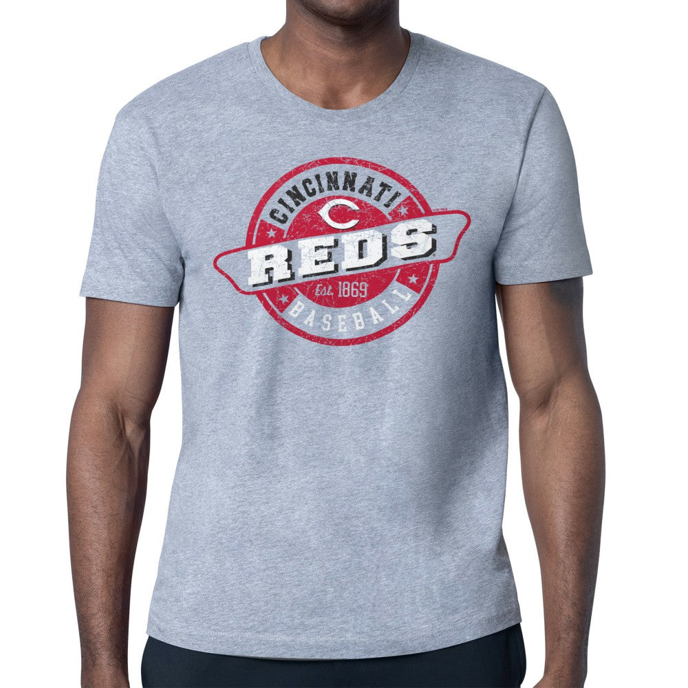 Cincinnati Reds Starter Route 66 Team Logo T-Shirt - Heather Gray T-shirts
