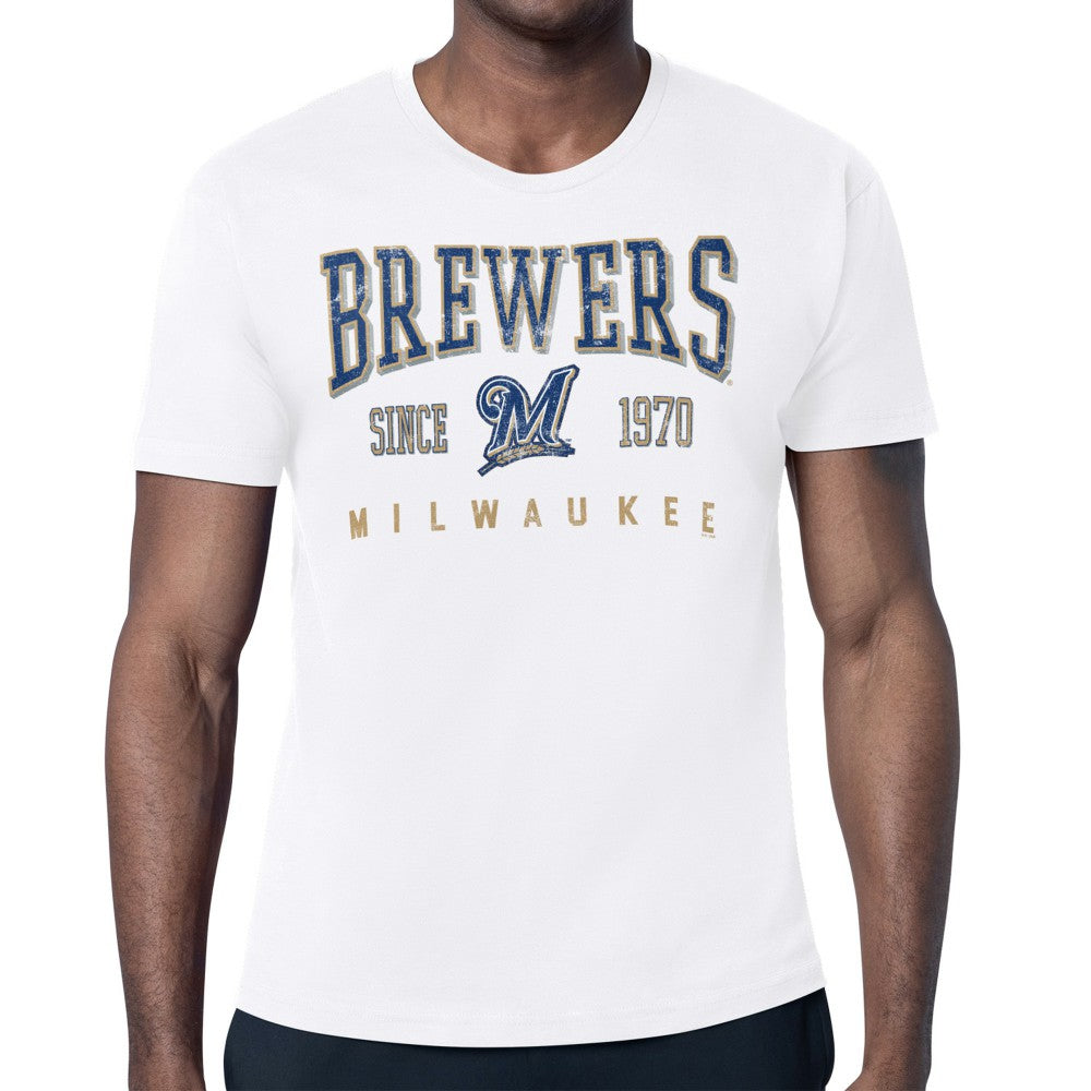 Milwaukee Brewers Starter Distressed Logo T-Shirt - White T-shirts