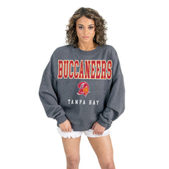 Tampa Bay Buccaneers Gameday Couture Women's Bring Your Energy Oversized Premium Fleece Pullover Sweatshirt Charcoal