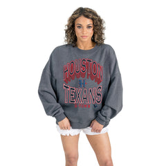 Houston Texans Gameday Couture Women's Long Weekends Oversized Premium Fleece Pullover Sweatshirt Charcoal