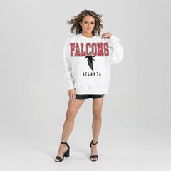 Atlanta Falcons Gameday Couture Women's Classic Sunday Drives Oversized Premium Fleece Pullover Sweatshirt White