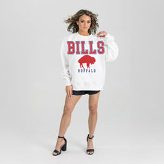 Buffalo Bills Gameday Couture Women's Classic Sunday Drives Oversized Premium Fleece Pullover Sweatshirt White