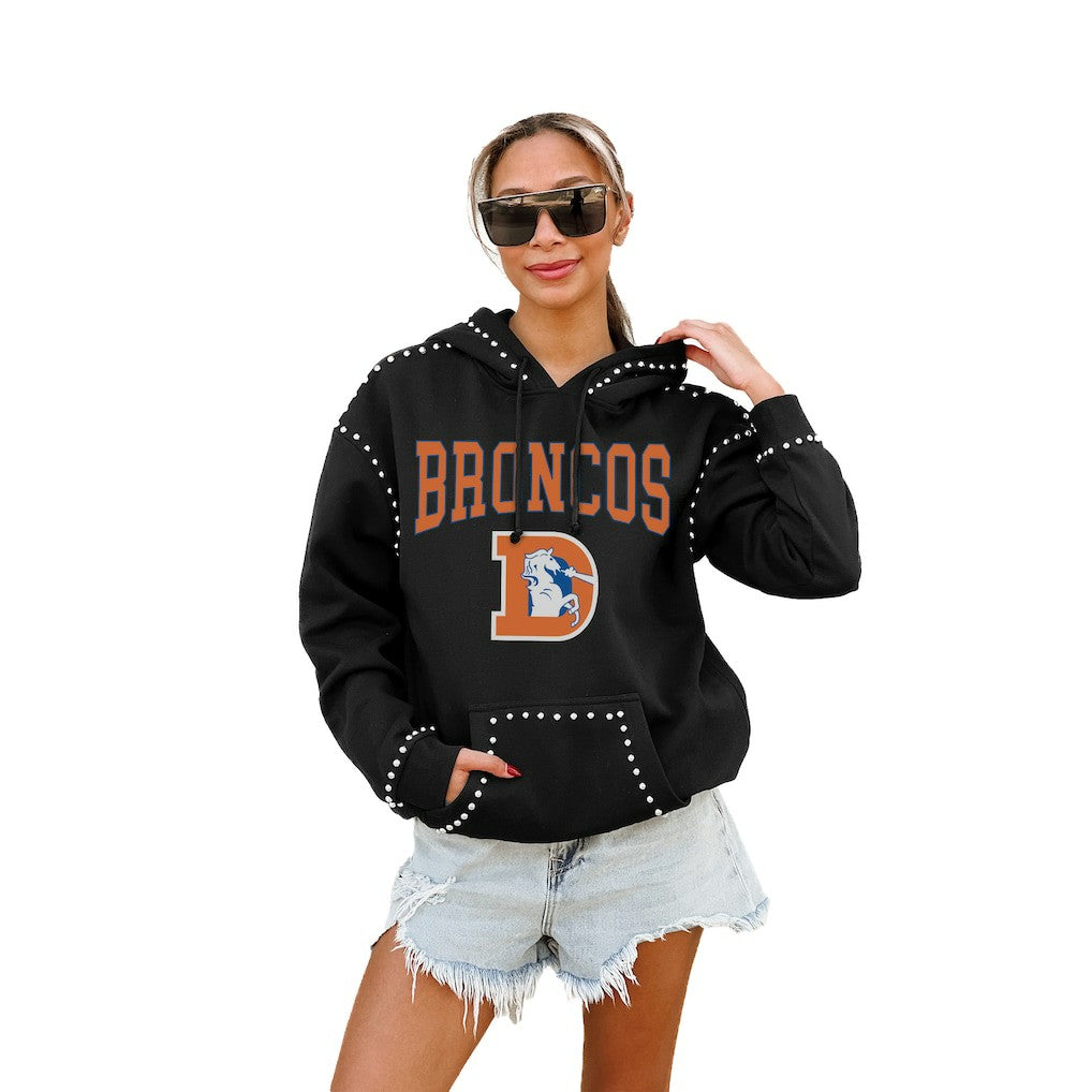 Denver Broncos Gameday Couture Women's Studded Pullover Hoodie Black