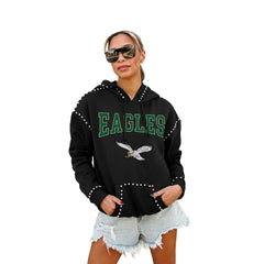 Philadelphia Eagles Gameday Couture Women's Studded Pullover Hoodie Black