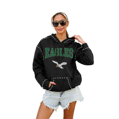 Philadelphia Eagles Gameday Couture Women's Studded Pullover Hoodie Black