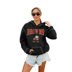 Cleveland Browns Gameday Couture Women's Studded Pullover Hoodie Black
