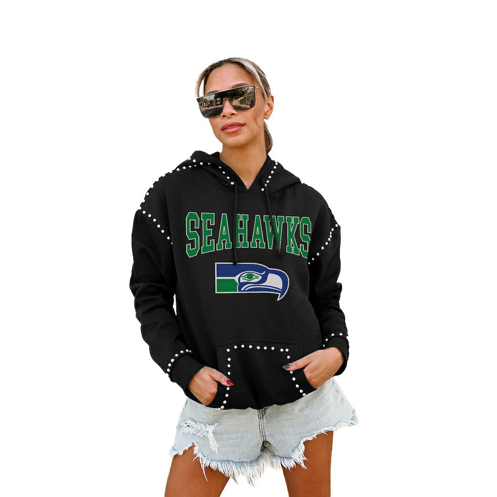 Seattle Seahawks Gameday Couture Women's Studded Pullover Hoodie Black