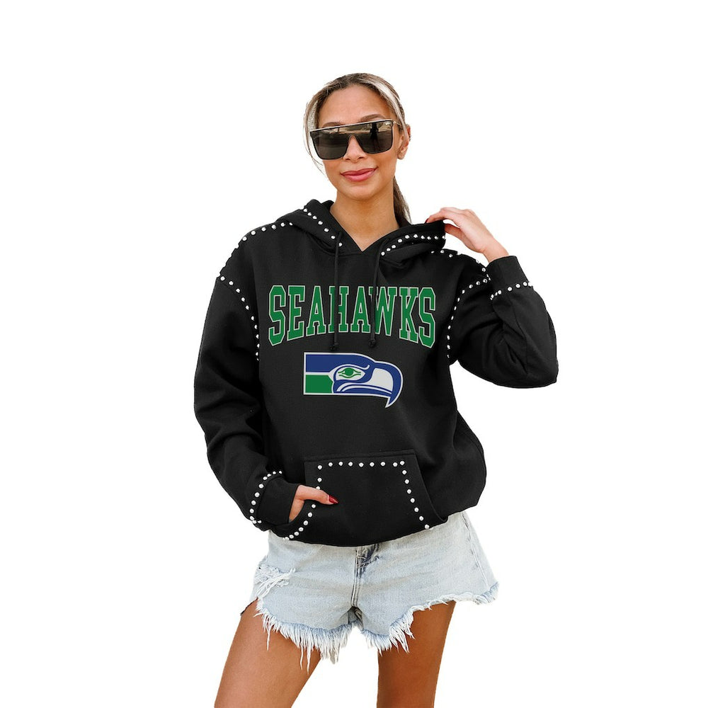Seattle Seahawks Gameday Couture Women's Studded Pullover Hoodie Black
