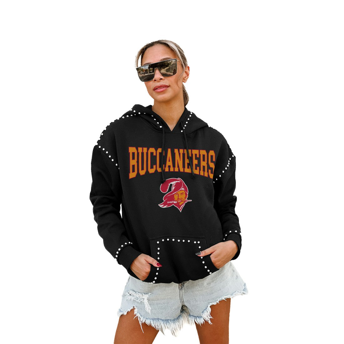 Tampa Bay Buccaneers Gameday Couture Women's Studded Pullover Hoodie Black