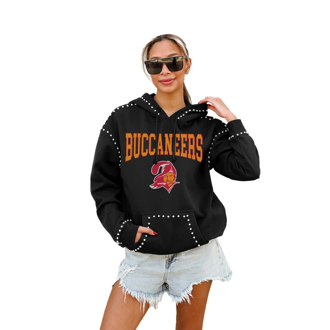 Tampa Bay Buccaneers Gameday Couture Women's Studded Pullover Hoodie Black