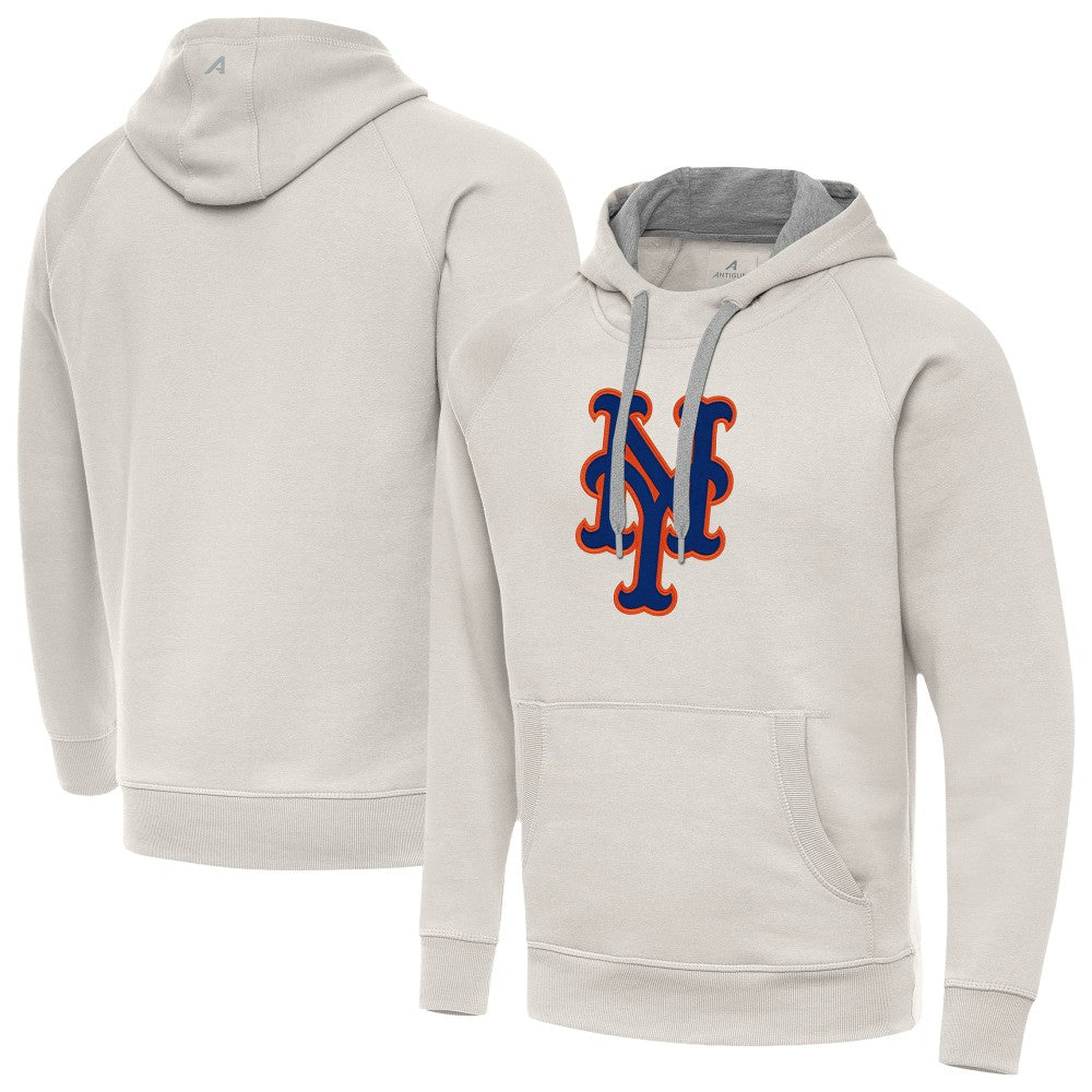 New York Mets Antigua Victory Pullover Hoodie - Cream Hoodies