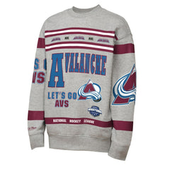 NHL Colorado Avalanche Mitchell & Ness Youth Allover Print Fleece Crewneck Sweatshirt - Heather Gray