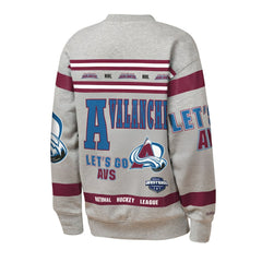 NHL Colorado Avalanche Mitchell & Ness Youth Allover Print Fleece Crewneck Sweatshirt - Heather Gray