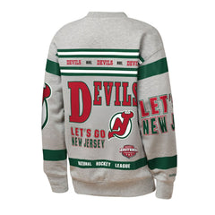 NHL New Jersey Devils Mitchell & Ness Youth Allover Print Fleece Crewneck Sweatshirt - Heather Gray