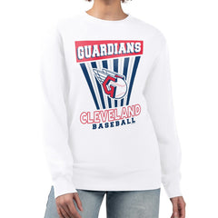 Cleveland Guardians Starter Women's Poster Print Team Fleece Pullover Sweatshirt - White Pullover