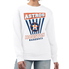 Houston Astros Starter Women's Poster Print Team Fleece Pullover Sweatshirt - White Pullover