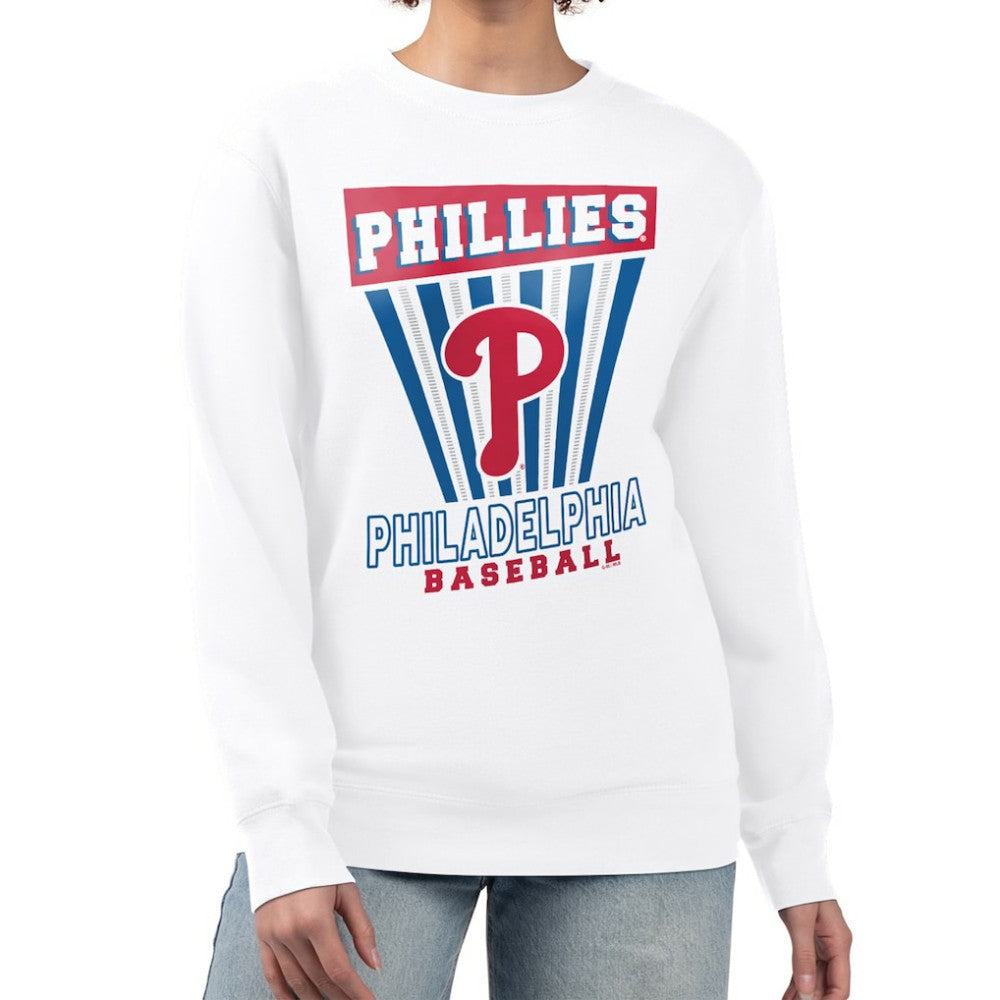 Philadelphia Phillies Starter Women's Poster Print Team Fleece Pullover Sweatshirt - White Pullover