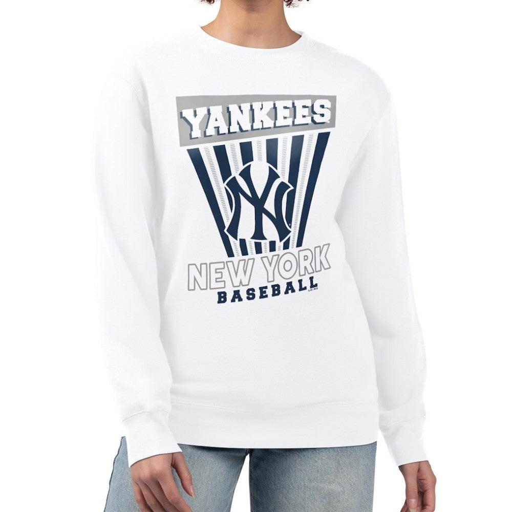 New York Yankees Starter Women's Poster Print Team Fleece Pullover Sweatshirt - White Pullover
