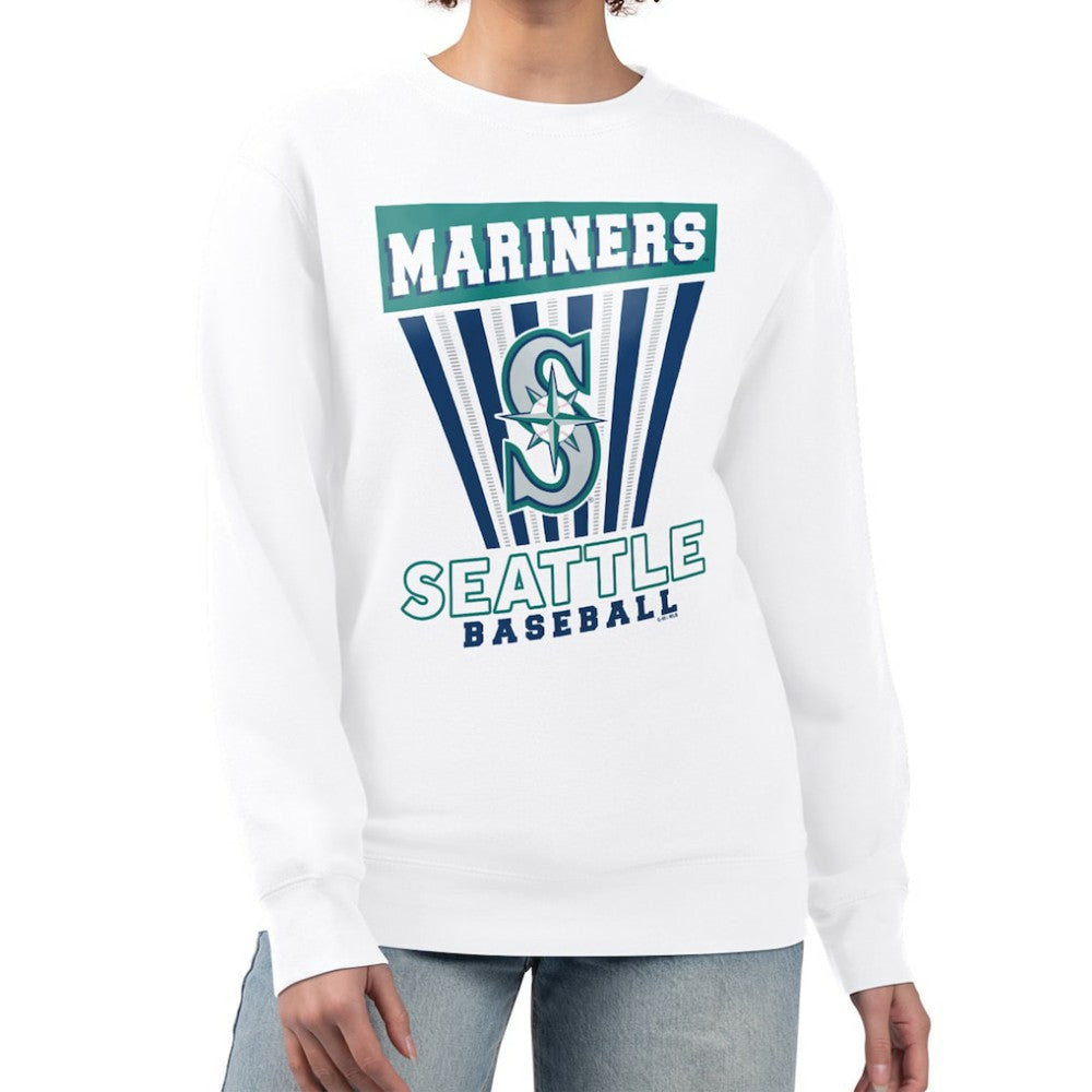 Seattle Mariners Starter Women's Poster Print Team Fleece Pullover Sweatshirt - White Pullover