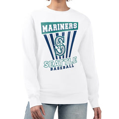 Seattle Mariners Starter Women's Poster Print Team Fleece Pullover Sweatshirt - White Pullover
