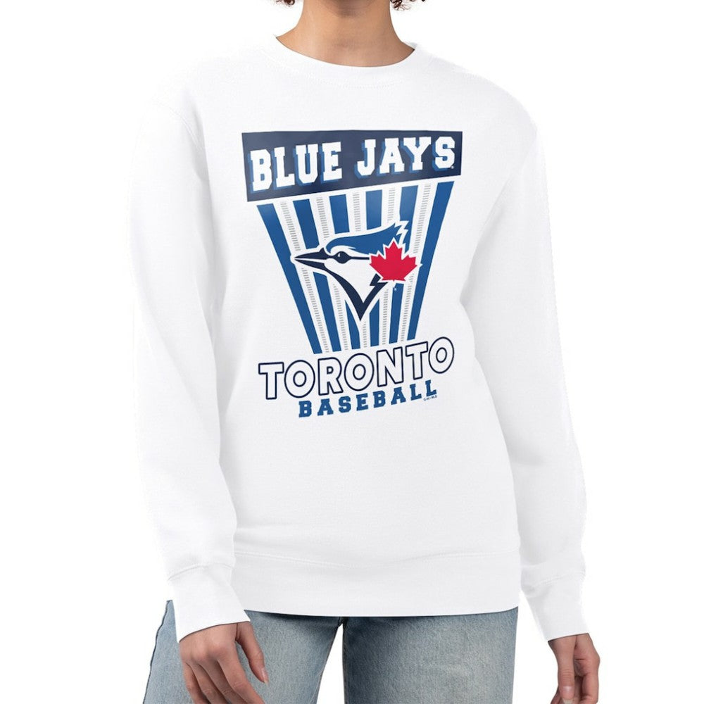 Toronto Blue Jays Starter Women's Poster Print Team Fleece Pullover Sweatshirt - White Pullover