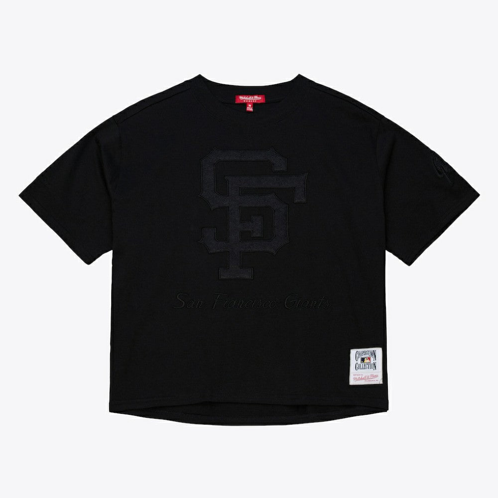 San Francisco Giants Mitchell & Ness Women's Cooperstown Collection Phantom Cropped T-Shirt - Black T-shirts