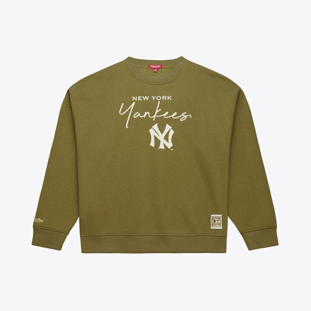 New York Yankees Mitchell & Ness Women's Cooperstown Collection Fleece Sweatshirt - Olive Sweatshirts