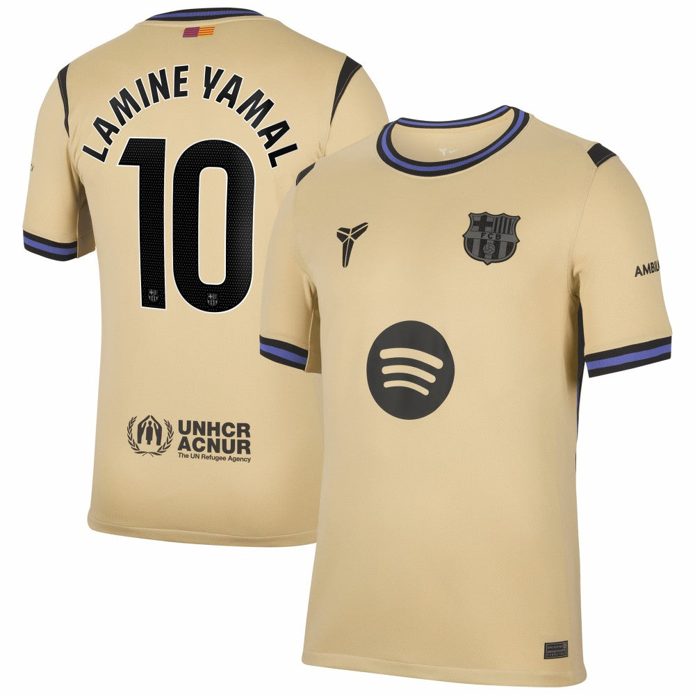 Lamine Yamal Barcelona 2025/26 Away Stadium Replica Jersey Gold