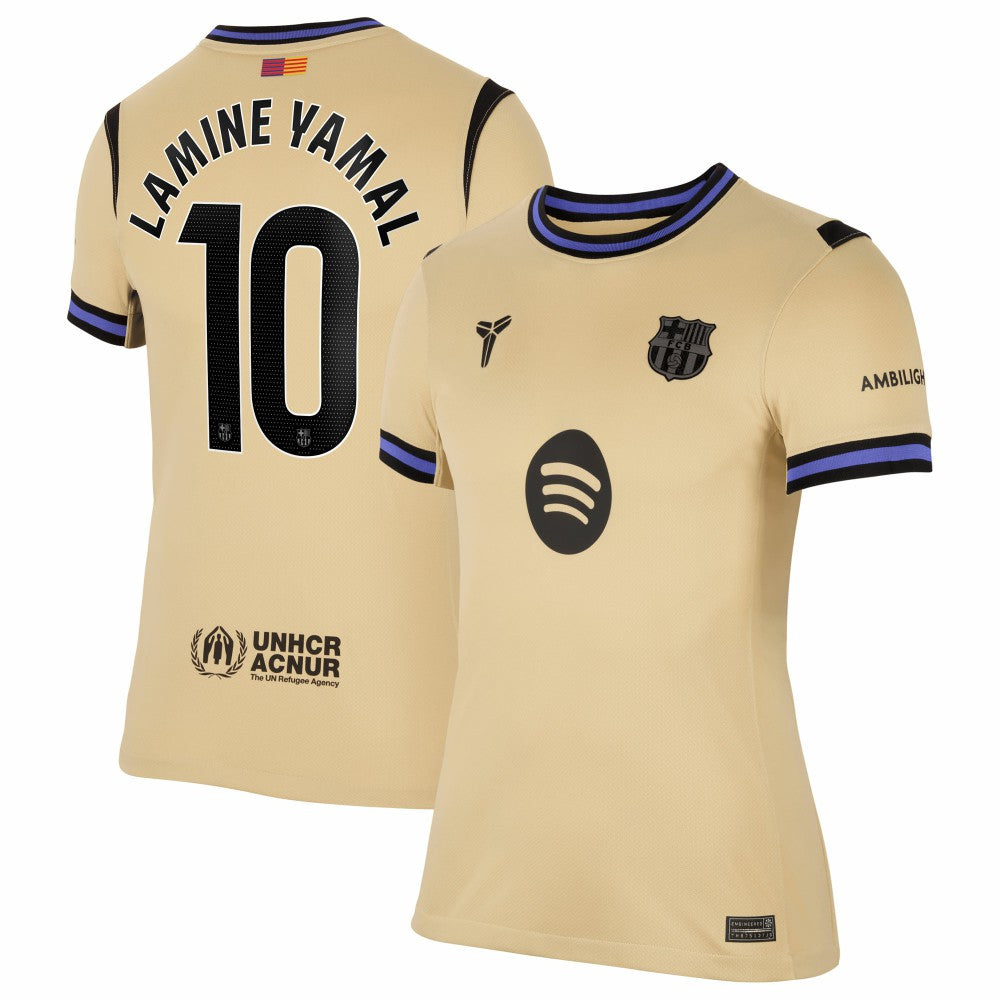 Lamine Yamal Barcelona Women's 2025/26 Away Stadium Replica Jersey Gold
