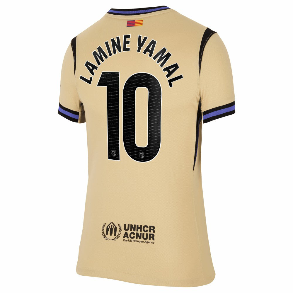 Lamine Yamal Barcelona Women's 2025/26 Away Stadium Replica Jersey Gold