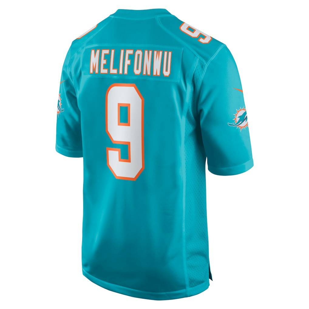 Ifeatu Melifonwu Miami Dolphins Team Game Jersey Aqua