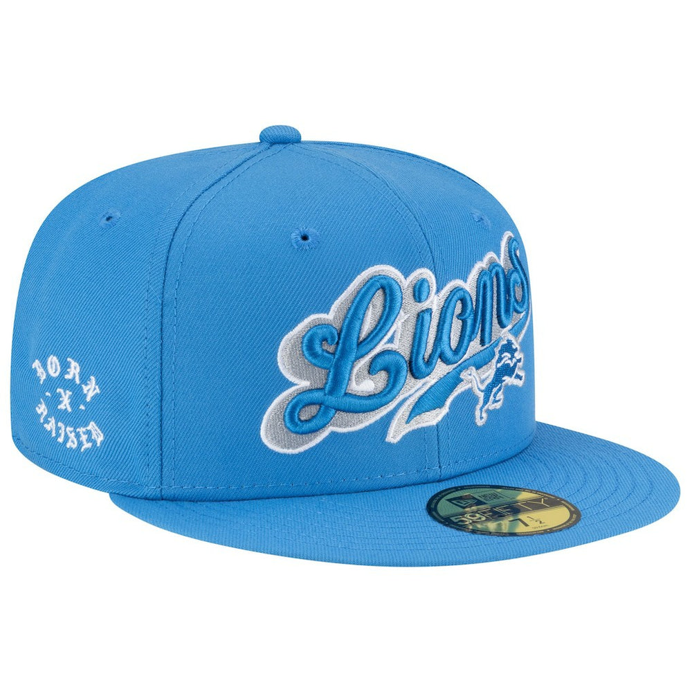 Detroit Lions New Era Born x Raised 59FIFTY Fitted Hat Blue