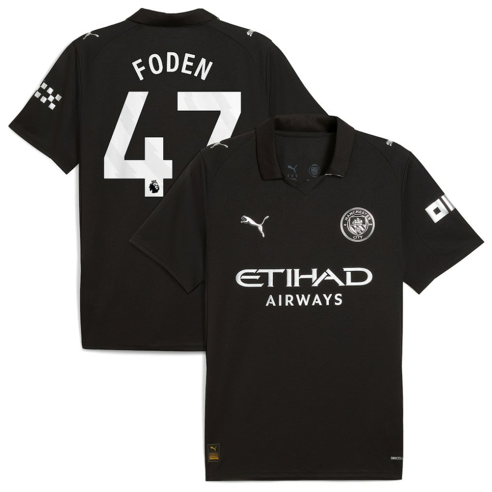Phil Foden Manchester City 2025/26 Away Replica Player Jersey Black