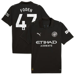 Phil Foden Manchester City 2025/26 Away Replica Player Jersey Black