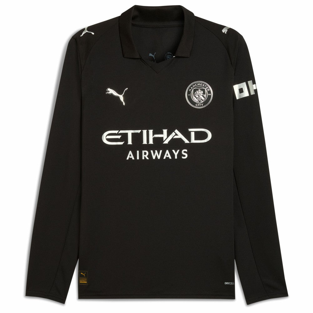 Erling Haaland Manchester City 2025/26 Away Replica Long Sleeve Player Jersey Black