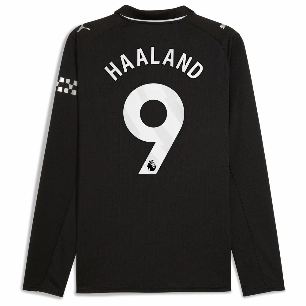 Erling Haaland Manchester City 2025/26 Away Replica Long Sleeve Player Jersey Black