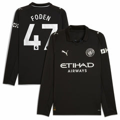 Phil Foden Manchester City Away 2025/26 Replica Long Sleeve Player Jersey Black