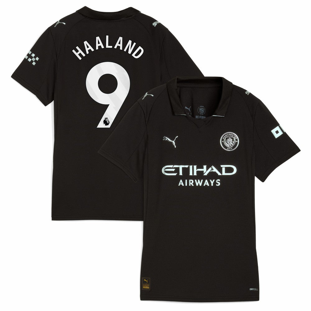 Erling Haaland Manchester City Women's 2025/26 Away Replica Player Jersey Black