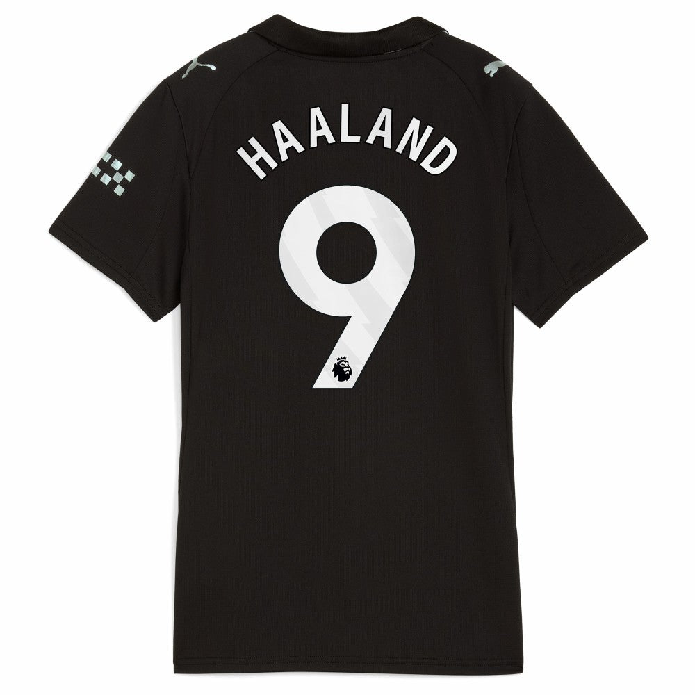 Erling Haaland Manchester City Women's 2025/26 Away Replica Player Jersey Black