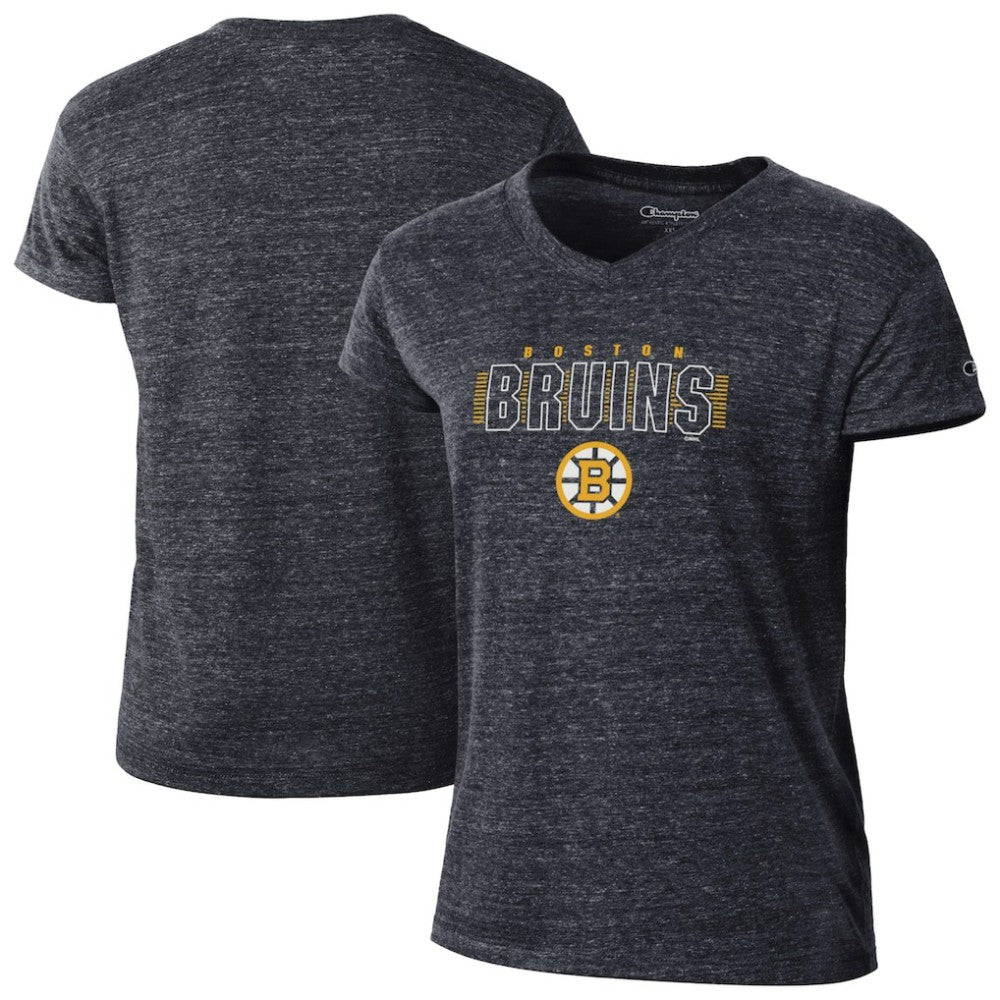 NHL Boston Bruins Champion Women's Tri-Blend V-Neck T-Shirt - Black