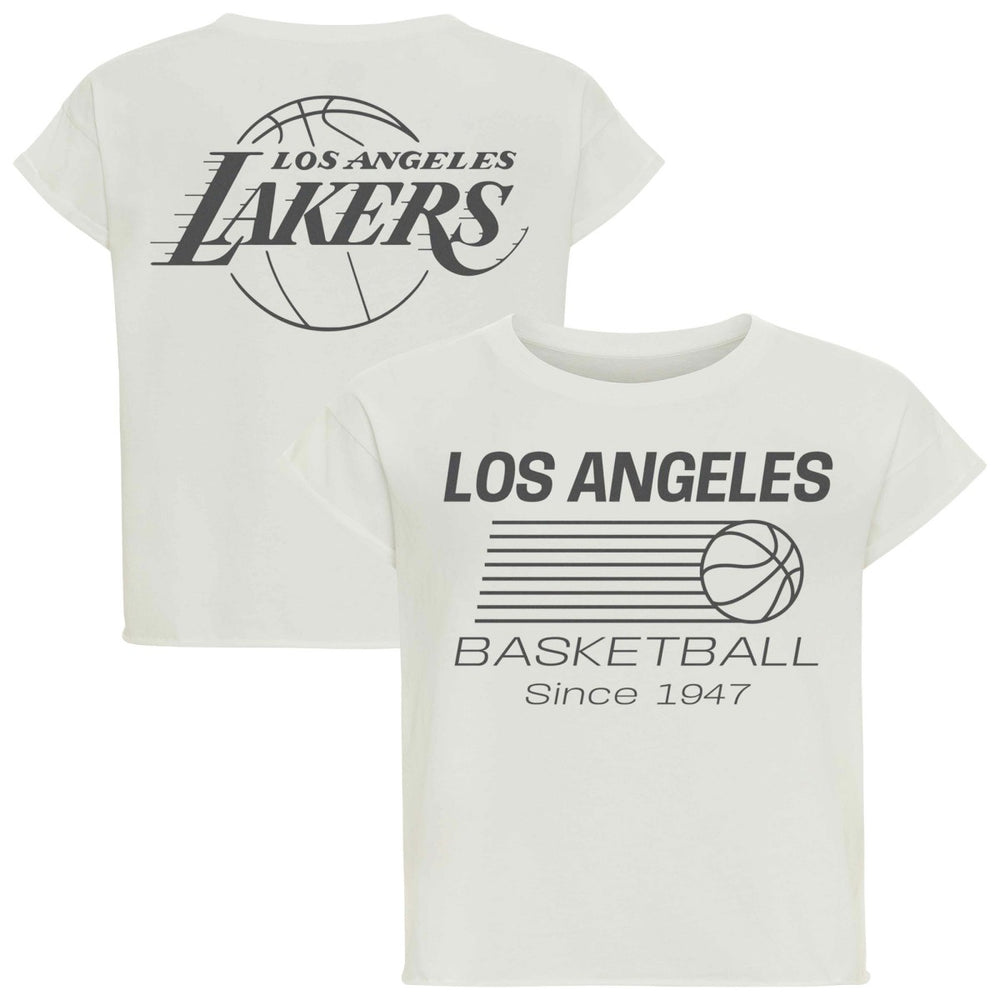 Los Angeles Lakers Sportiqe Women's Athletic Club Collection Alana Premium Cropped T-Shirt Cream