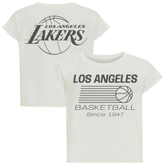 Los Angeles Lakers Sportiqe Women's Athletic Club Collection Alana Premium Cropped T-Shirt Cream