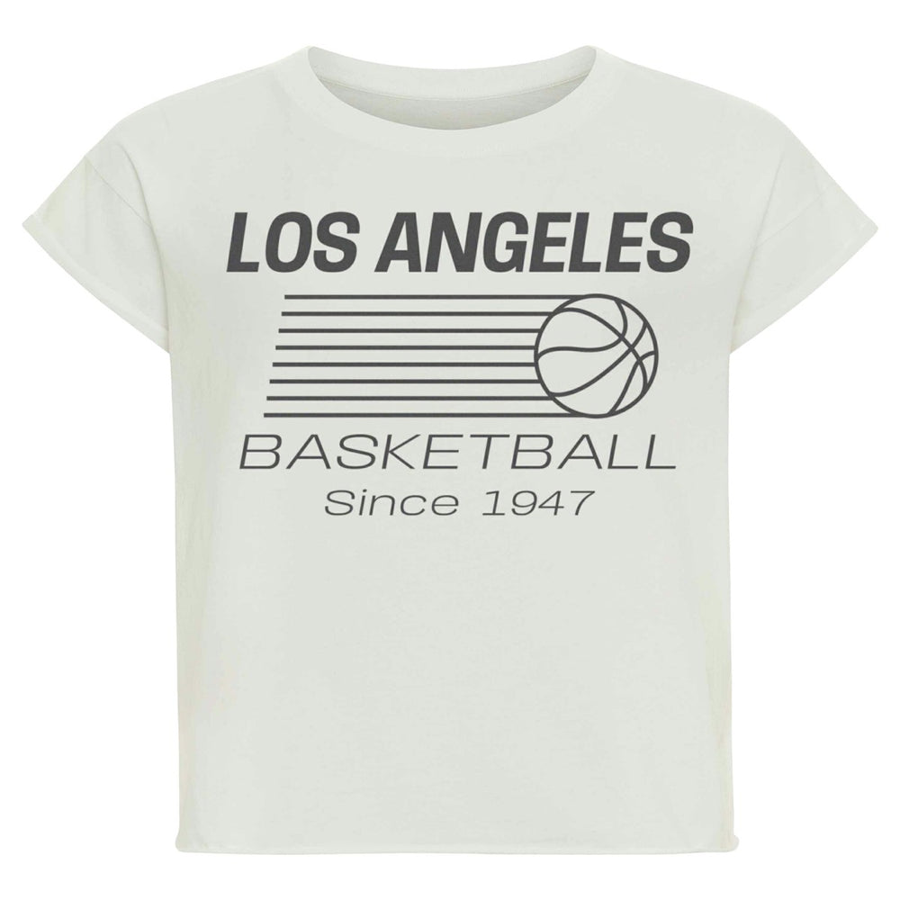 Los Angeles Lakers Sportiqe Women's Athletic Club Collection Alana Premium Cropped T-Shirt Cream