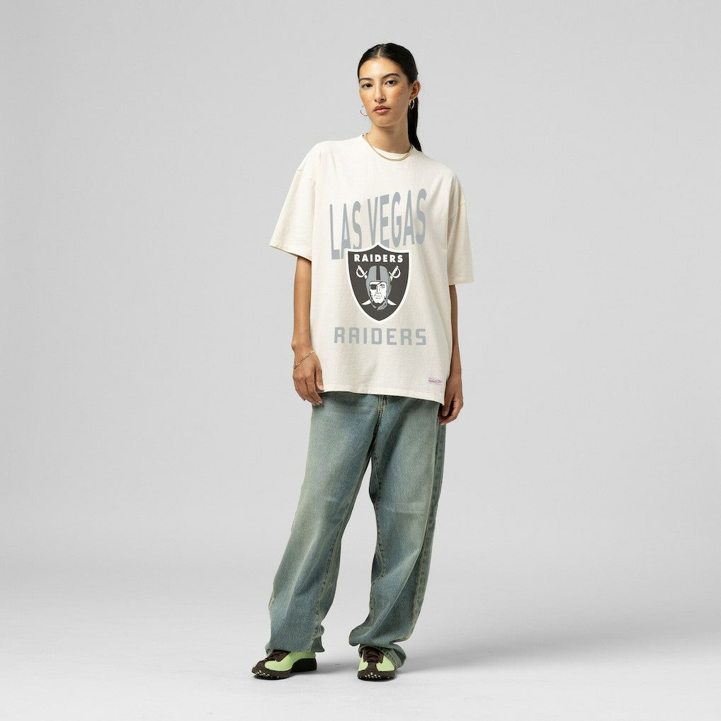 Las Vegas Raiders Women's Logo Rise Boyfriend T-Shirt Cream