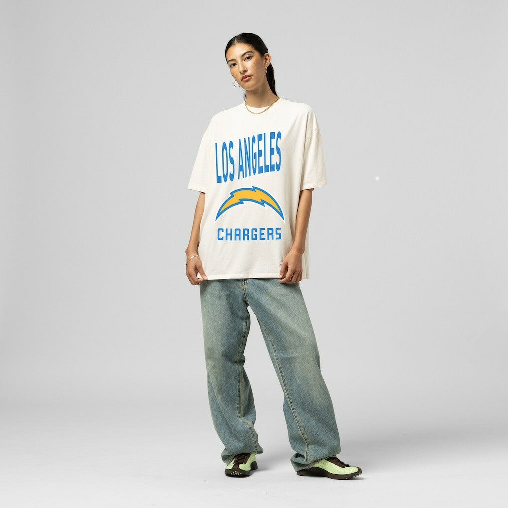 Los Angeles Chargers Women's Logo Rise Boyfriend T-Shirt Cream