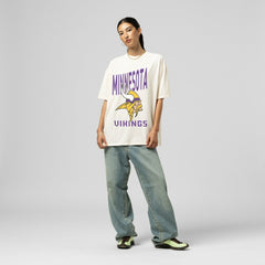 Minnesota Vikings Women's Logo Rise Boyfriend T-Shirt Cream