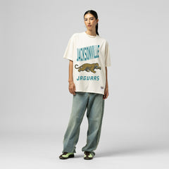 Jacksonville Jaguars Women's Logo Rise Boyfriend T-Shirt Cream